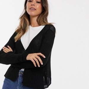 New Look button down cardigan in black, ASOS